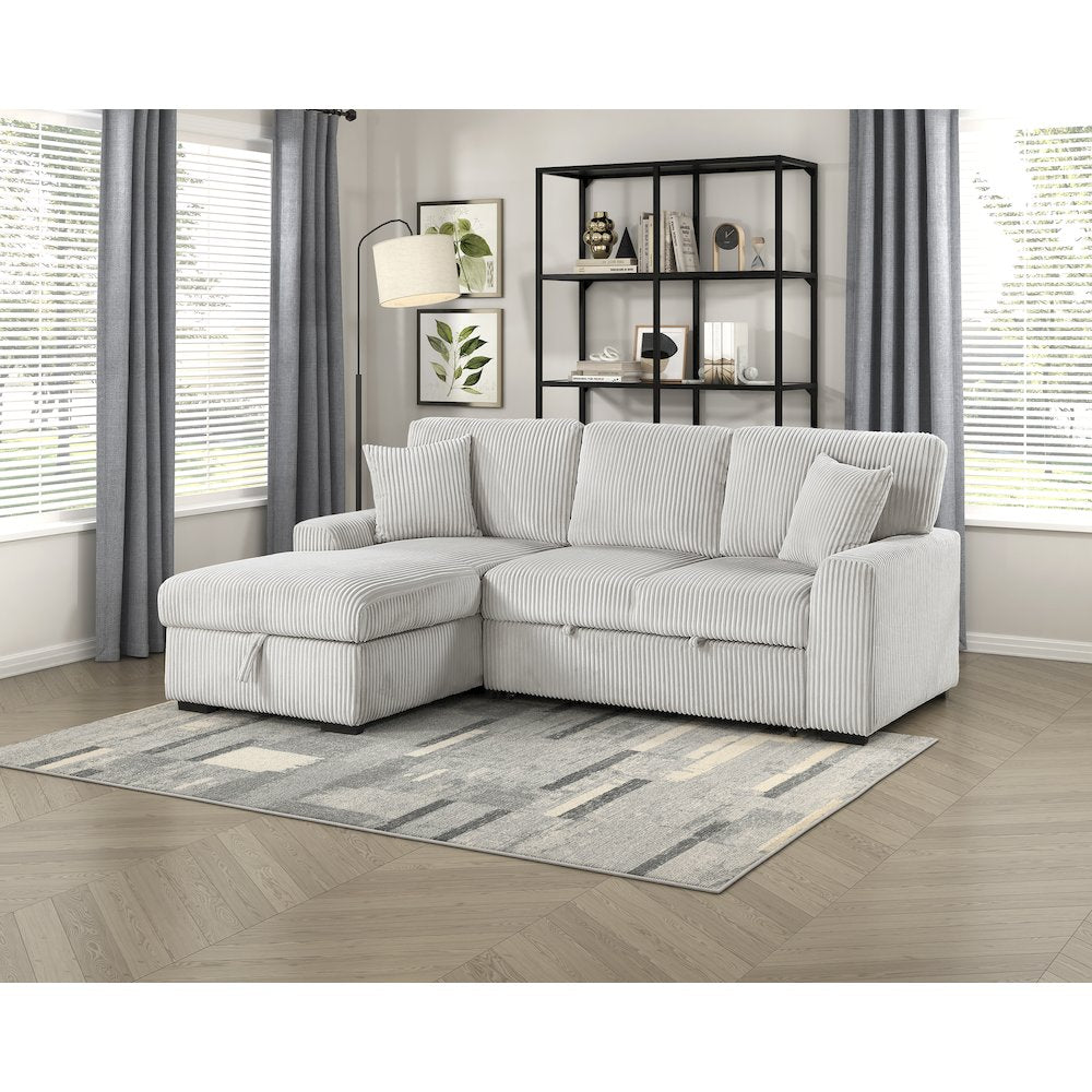 Lexicon Marsh Corduroy 2-Piece Sectional with Left Chaise in Gray