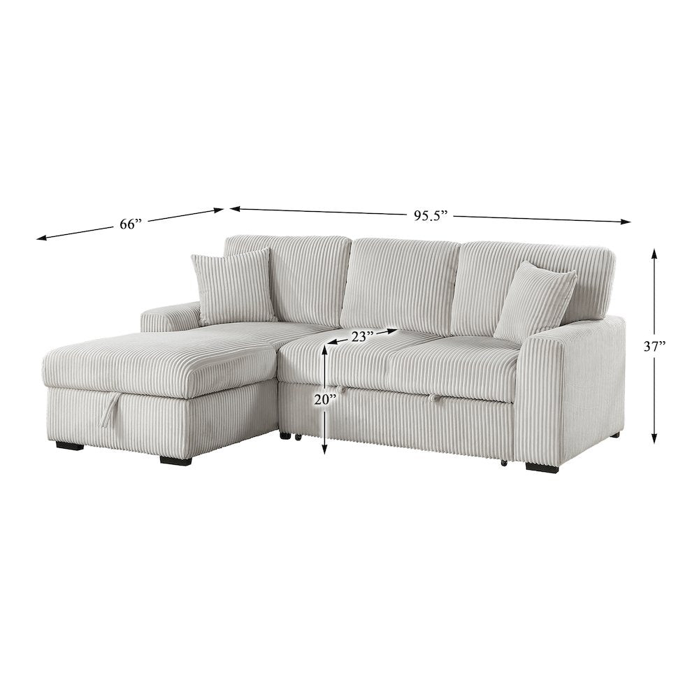 Lexicon Marsh Corduroy 2-Piece Sectional with Left Chaise in Gray