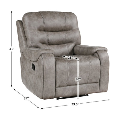 Oberon Microfiber Reclining Chair In Grayish Brown