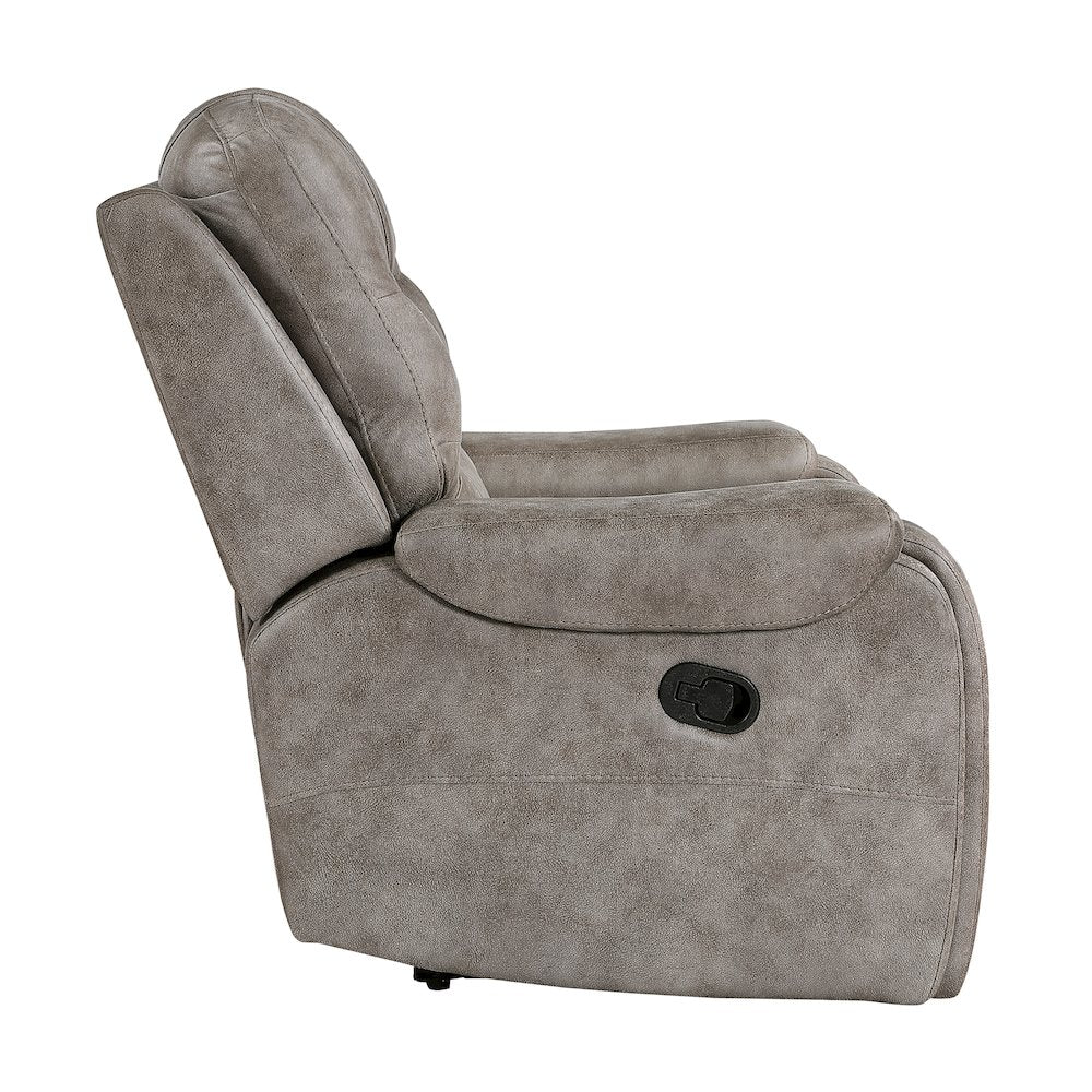 Oberon Microfiber Reclining Chair In Grayish Brown