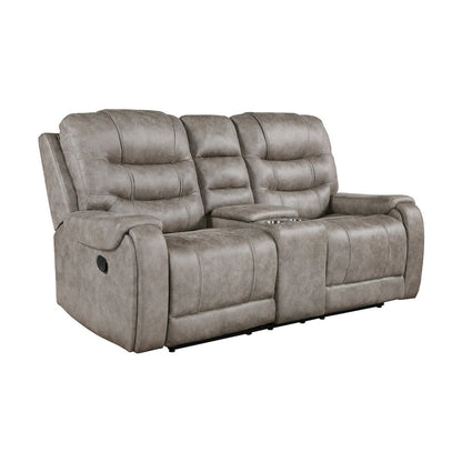 Oberon Microfiber Double Reclining Love Seat In Grayish Brown