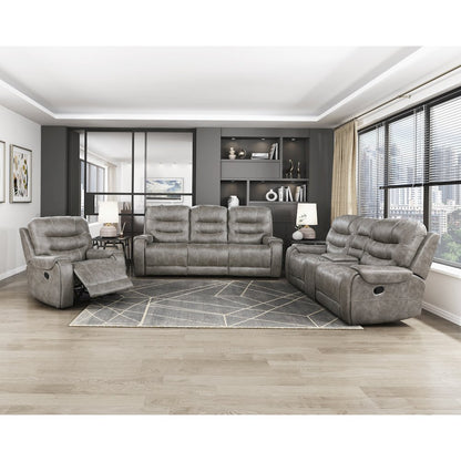 Oberon Microfiber Double Reclining Love Seat In Grayish Brown