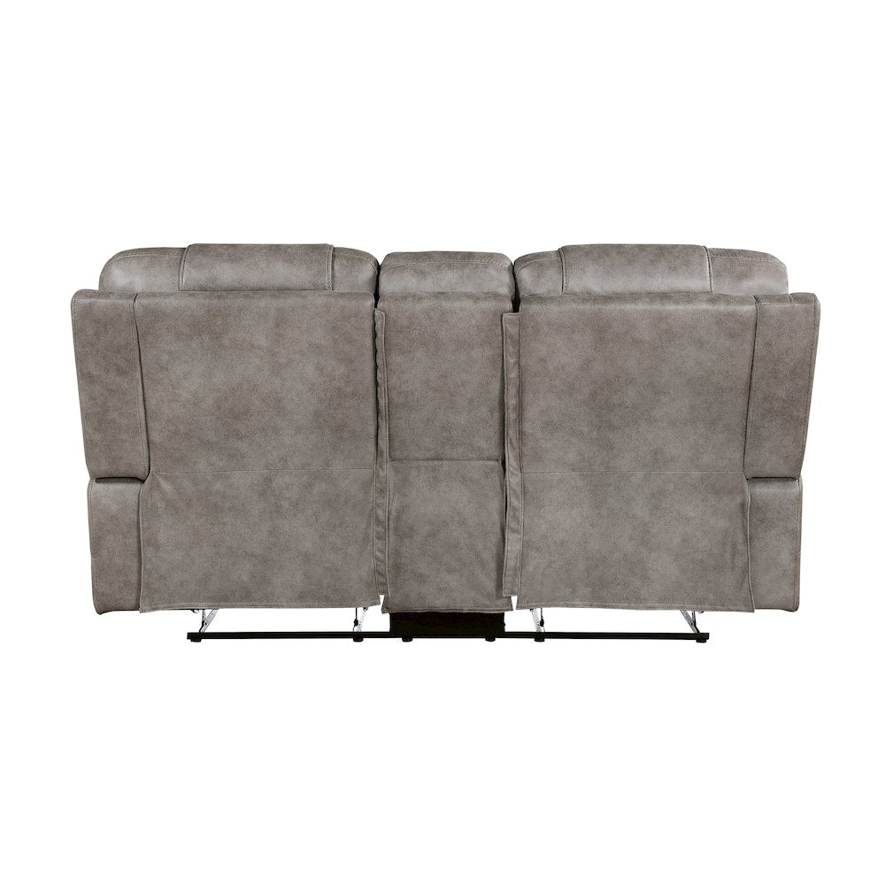 Oberon Microfiber Double Reclining Love Seat In Grayish Brown