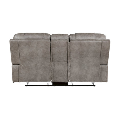Oberon Microfiber Double Reclining Love Seat In Grayish Brown