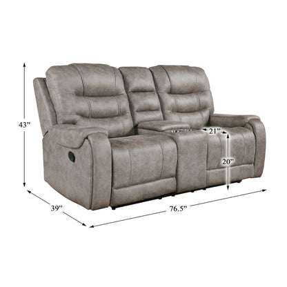 Oberon Microfiber Double Reclining Love Seat In Grayish Brown