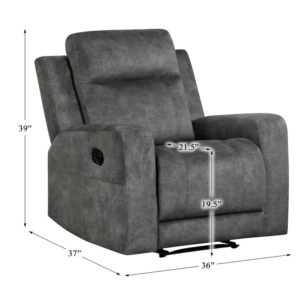Yates Microfiber Reclining Chair In Dark Gray