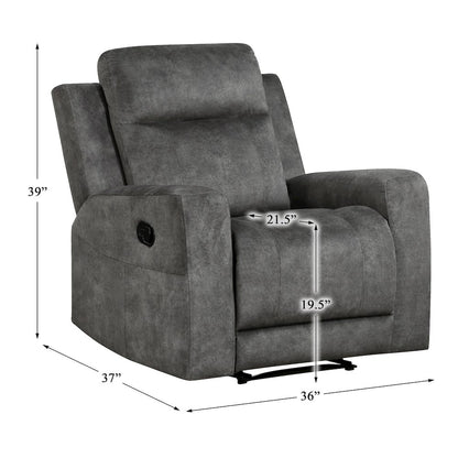 Yates Microfiber Reclining Chair In Dark Gray