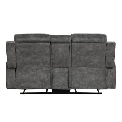 Yates Microfiber Double Reclining Love Seat With Center Console In Dark Gray