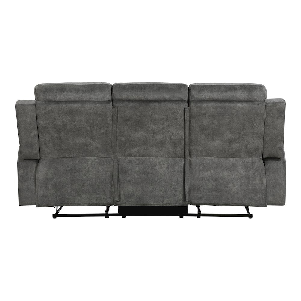 Yates Microfiber Double Reclining Sofa In Dark Gray