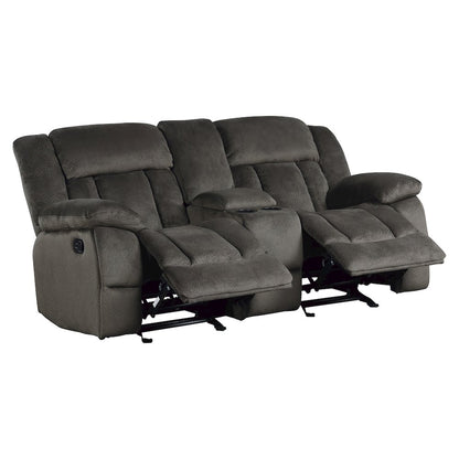 Microfiber Double Glider Reclining Love Seat With Center Console In Chocolate