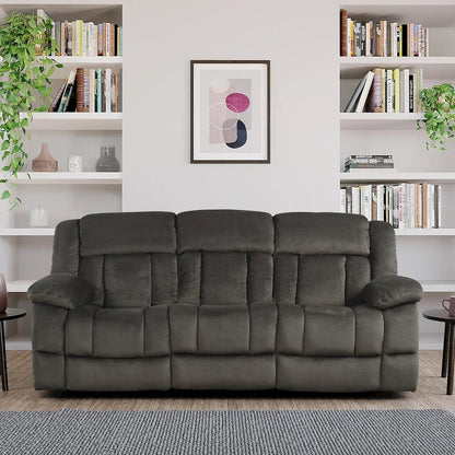 Laurelton Microfiber Double Reclining Sofa In Chocolate