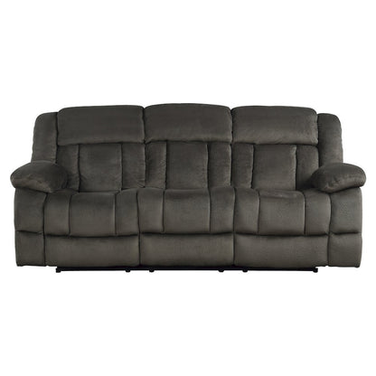 Laurelton Microfiber Double Reclining Sofa In Chocolate