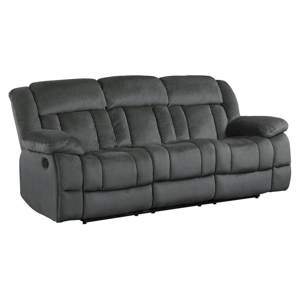Laurelton Microfiber Double Reclining Sofa, Charcoal In Charcoal