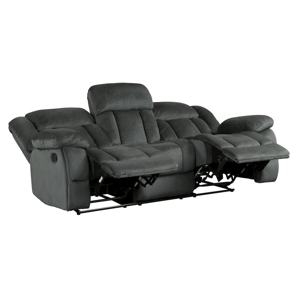 Laurelton Microfiber Double Reclining Sofa, Charcoal In Charcoal