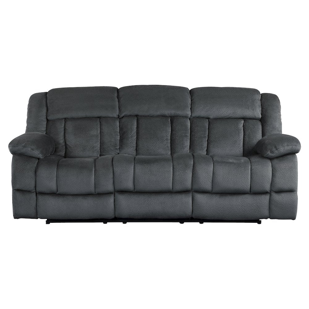 Laurelton Microfiber Double Reclining Sofa, Charcoal In Charcoal