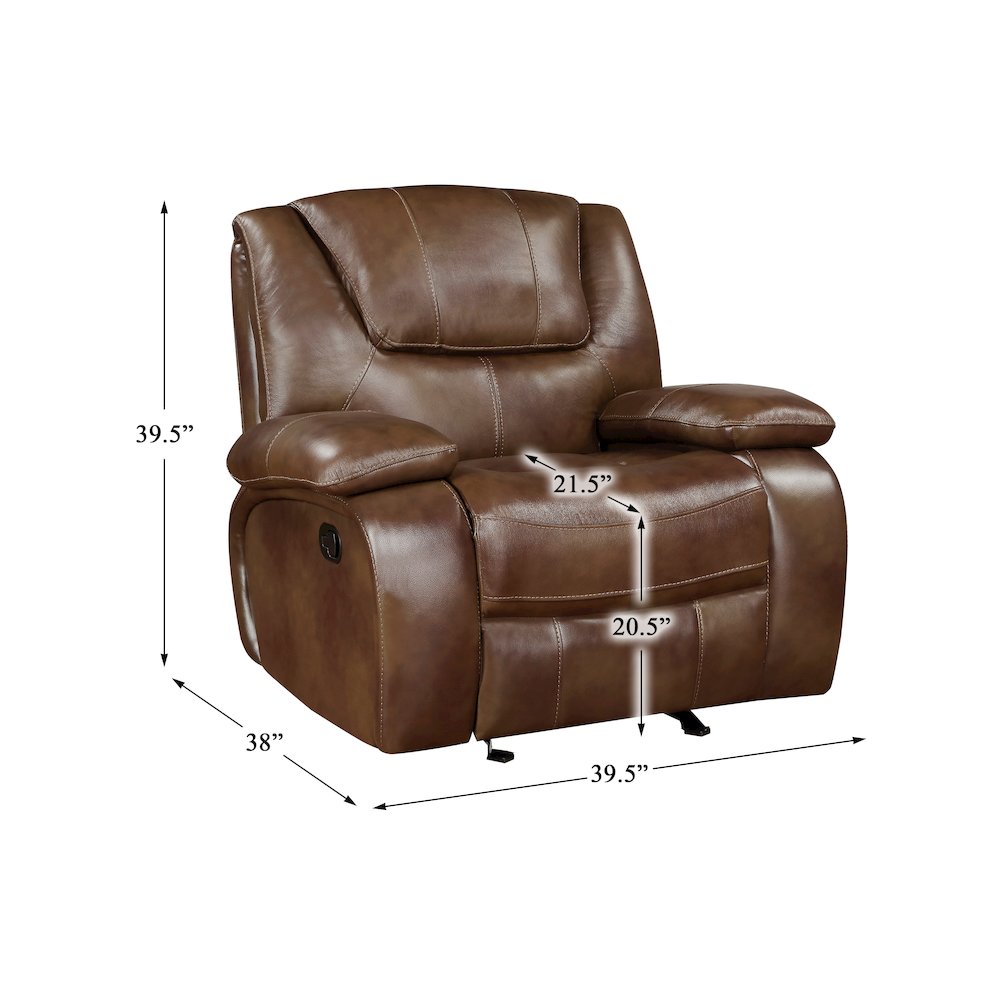 Ellicott Leather Glider Reclining Chair In Brown