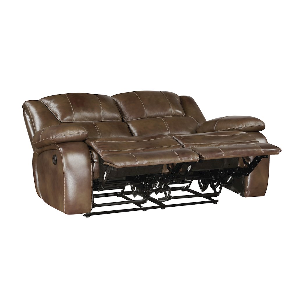 Ellicott Leather Double Reclining Love Seat In Brown