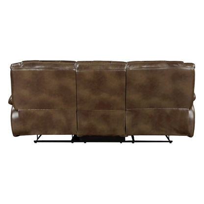 Ellicott Leather Double Reclining Sofa In Brown