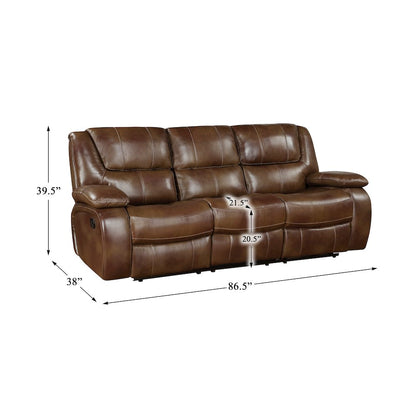 Ellicott Leather Double Reclining Sofa In Brown