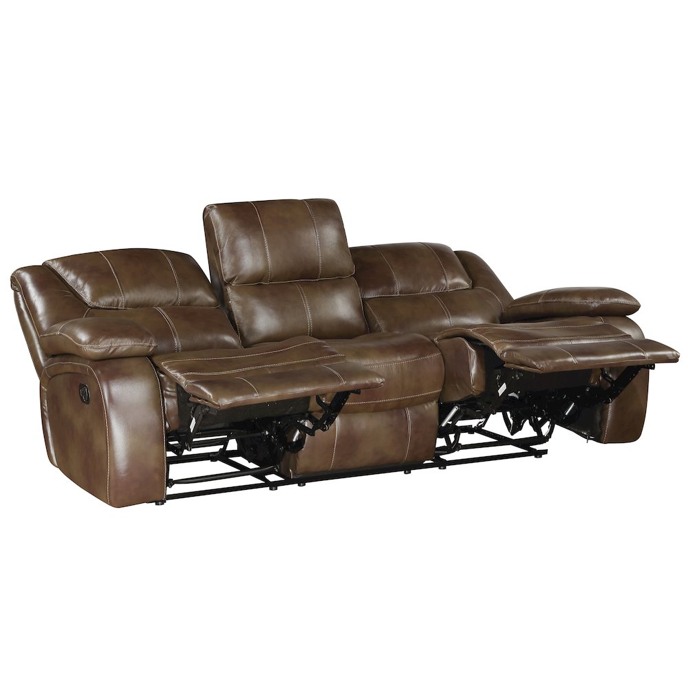 Ellicott Leather Double Reclining Sofa In Brown