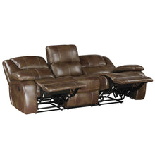Ellicott Leather Double Reclining Sofa In Brown