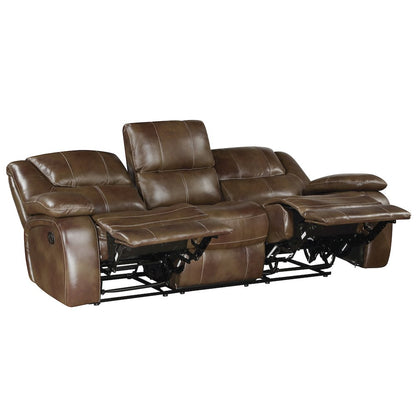 Ellicott Leather Double Reclining Sofa In Brown