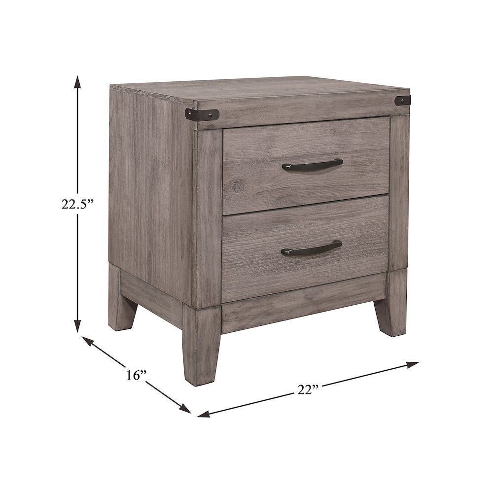 Woodrow Asian Hardwood Nightstand in Gray