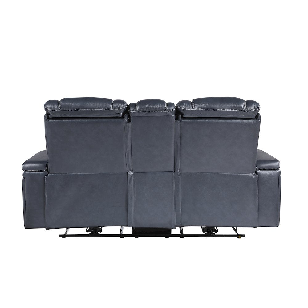 Lexicon Keziah Leather Power Double Reclining Love Seat in Blue
