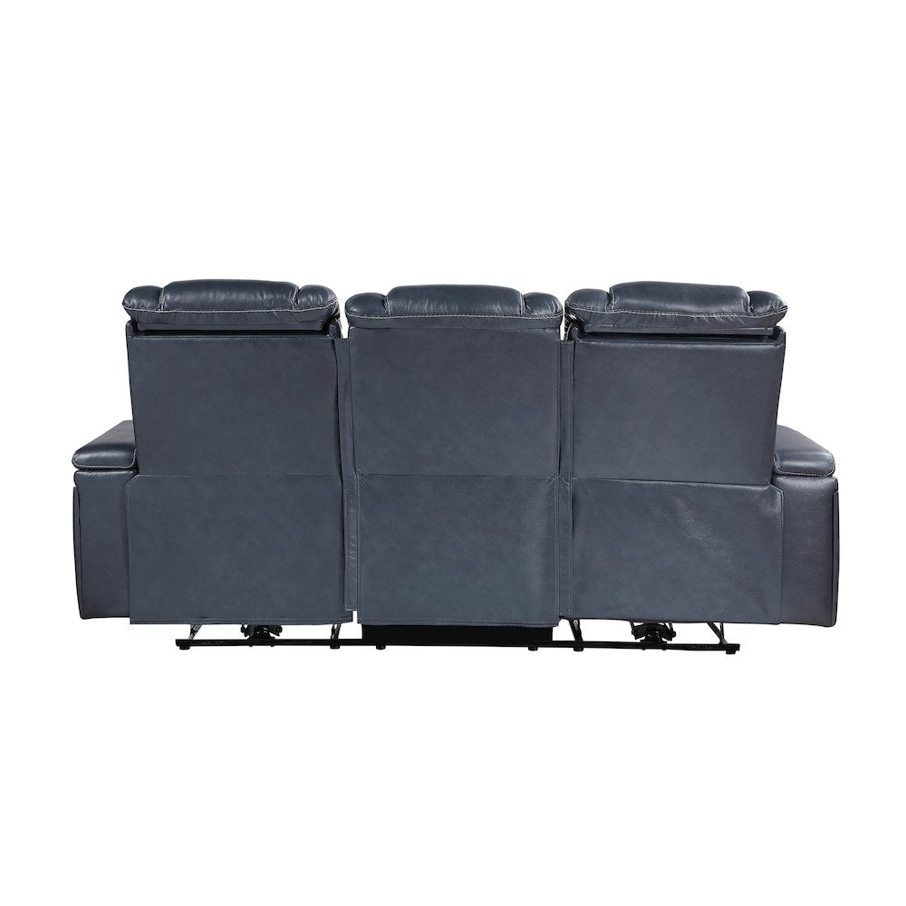 Lexicon Keziah Leather Power Double Reclining Sofa with  Power Headrests in Blue