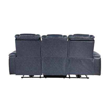 Lexicon Keziah Leather Power Double Reclining Sofa with  Power Headrests in Blue