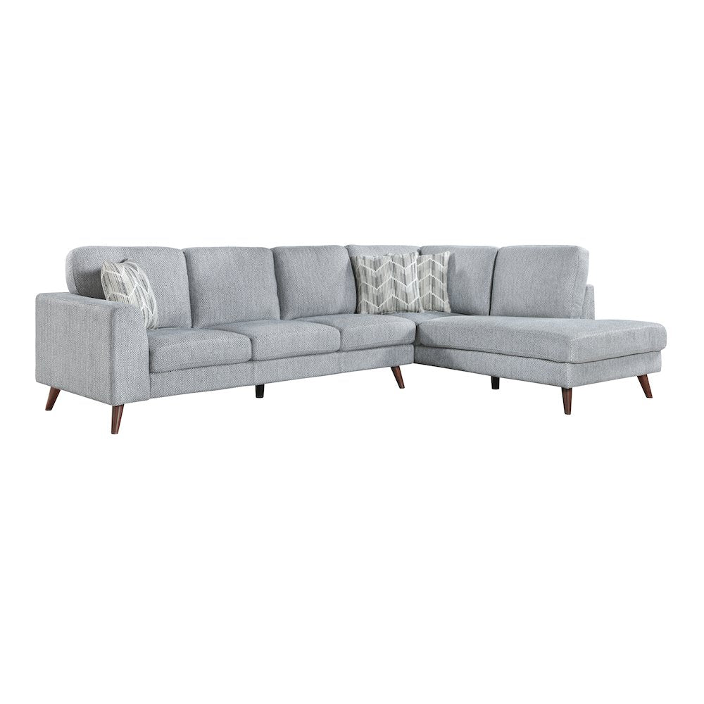 Lexicon Broadway Chenille 2-Piece Sectional with Right Chaise in Blue-Gray