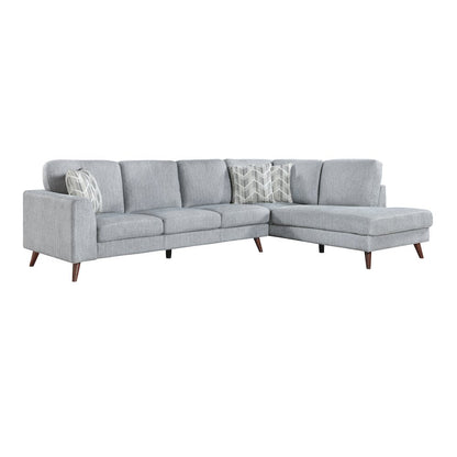 Lexicon Broadway Chenille 2-Piece Sectional with Right Chaise in Blue-Gray