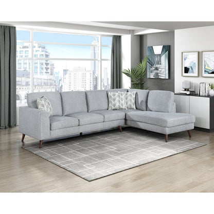 Lexicon Broadway Chenille 2-Piece Sectional with Right Chaise in Blue-Gray