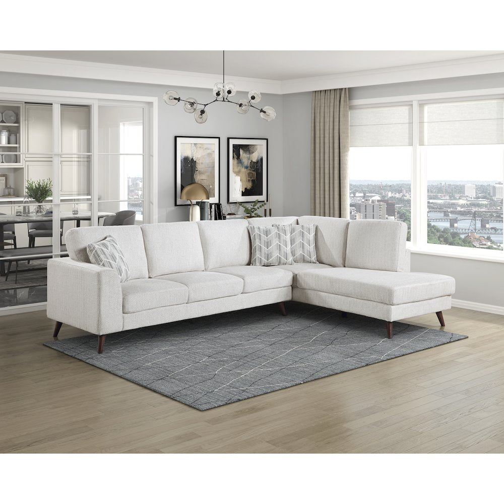 Lexicon Broadway Chenille 2-Piece Sectional with Right Chaise in Silver Cloud