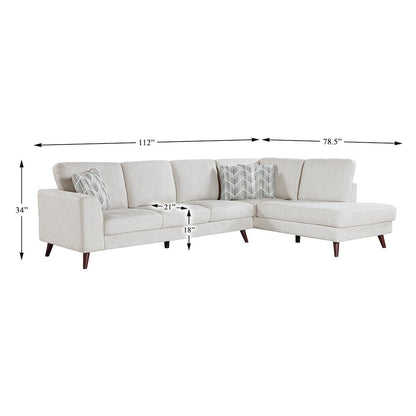 Lexicon Broadway Chenille 2-Piece Sectional with Right Chaise in Silver Cloud