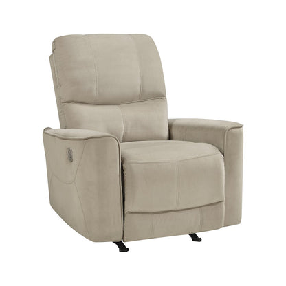 Lexicon Artem Velvet Power Rocker Reclining Chair in Light Brown