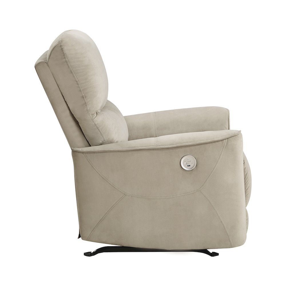 Lexicon Artem Velvet Power Rocker Reclining Chair in Light Brown