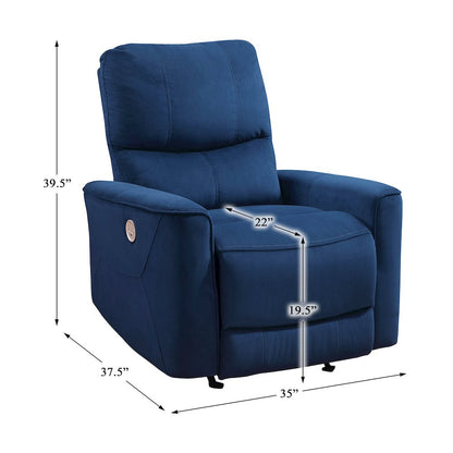 Lexicon Artem Velvet Power Rocker Reclining Chair in Navy