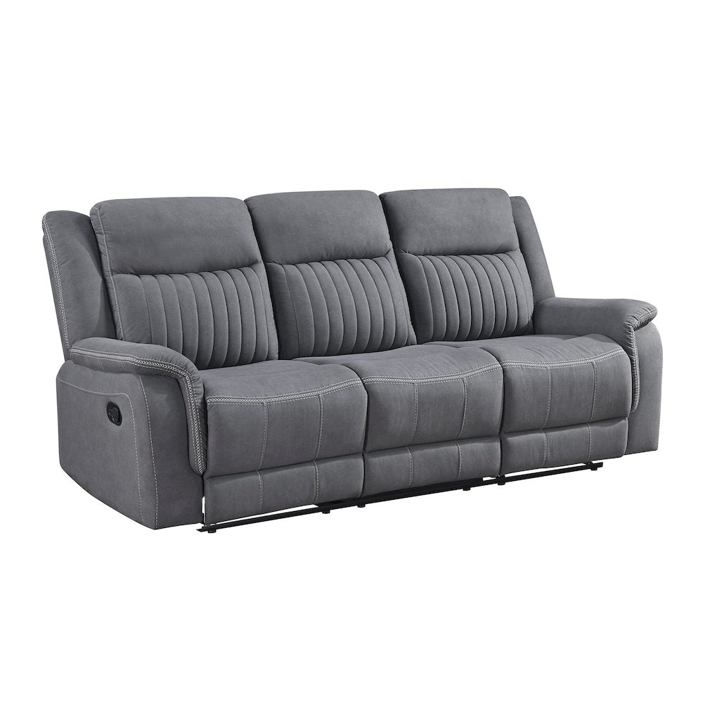 Dean Microfiber Double Reclining Sofa In Gray