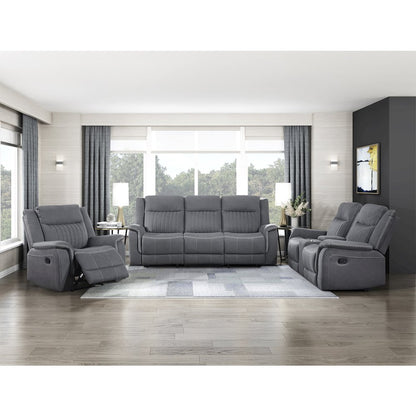 Dean Microfiber Double Reclining Sofa In Gray