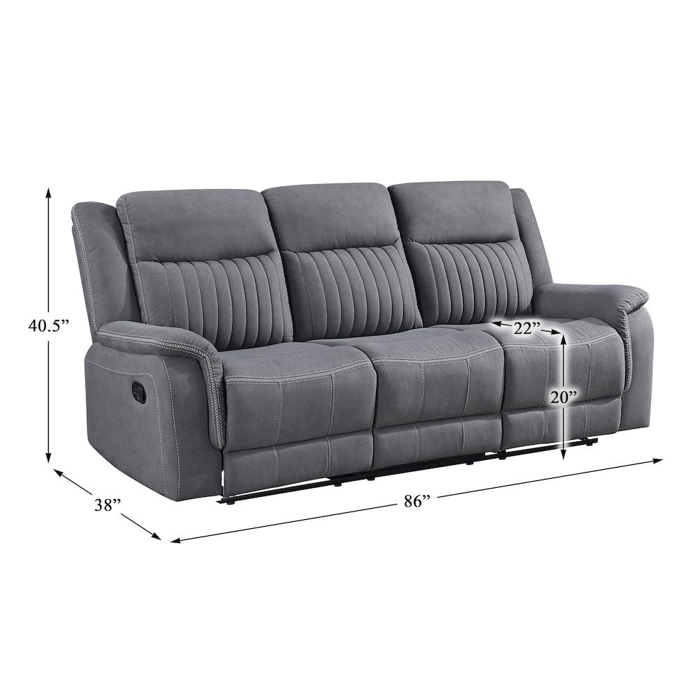 Dean Microfiber Double Reclining Sofa In Gray