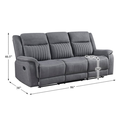 Dean Microfiber Double Reclining Sofa In Gray