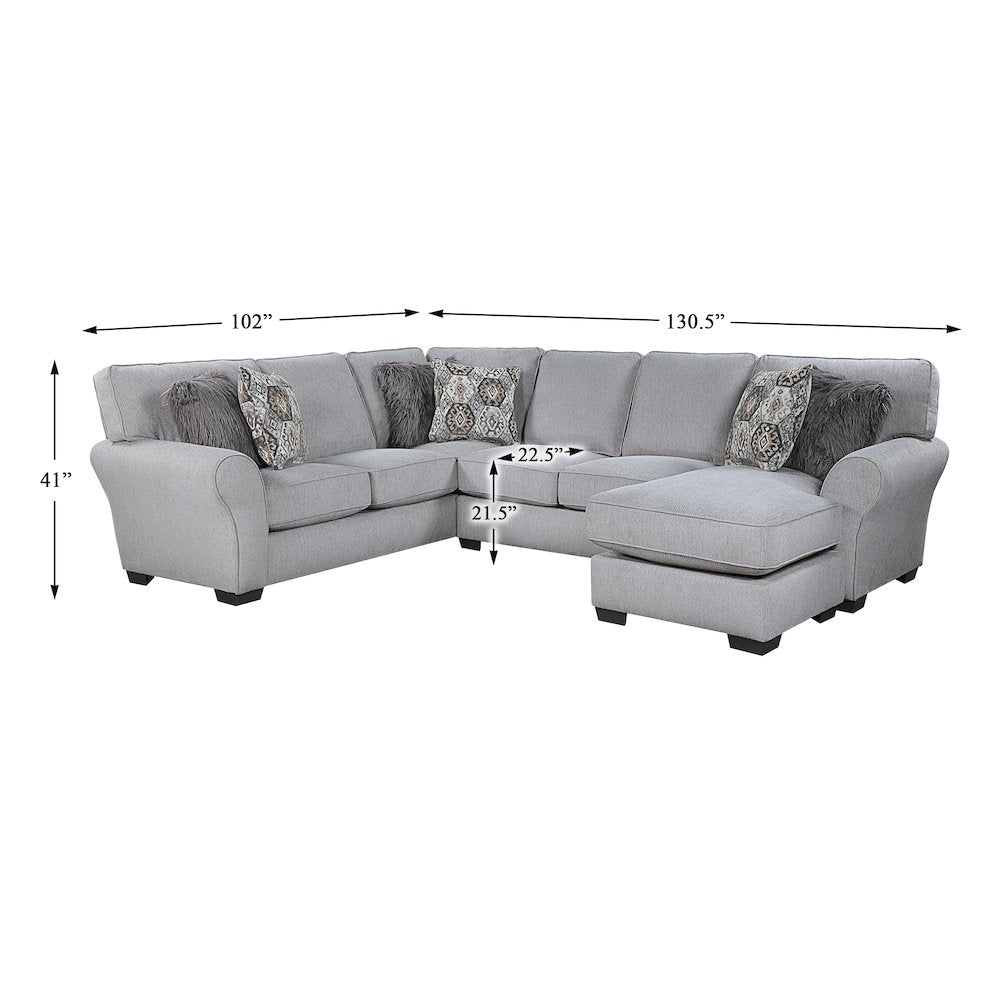 Lexicon Kieran Chenille 2-Piece Reversible Sectional in Gray