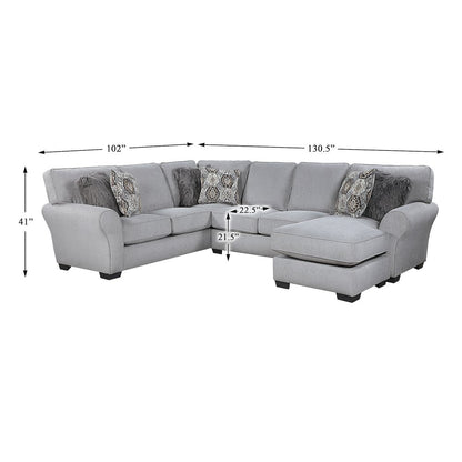 Lexicon Kieran Chenille 2-Piece Reversible Sectional in Gray