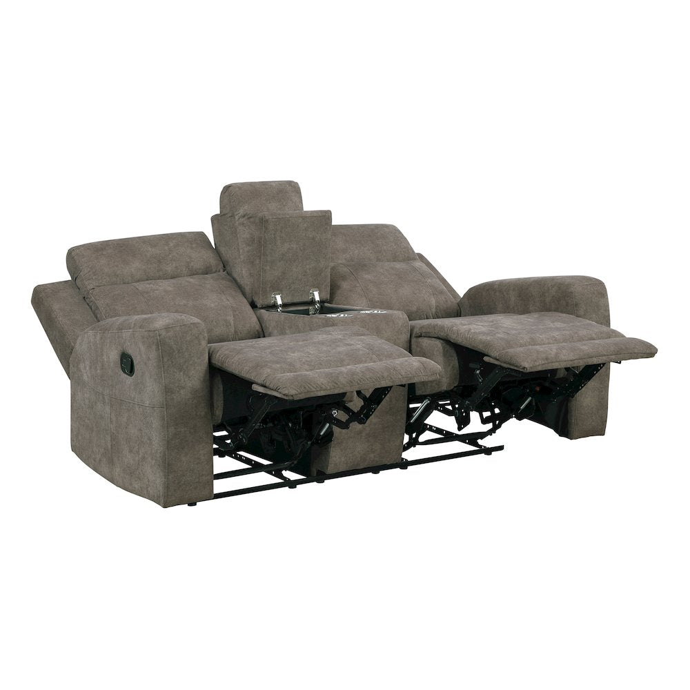 Muncie Microfiber 2pc Set: Sofa, Love in Brown