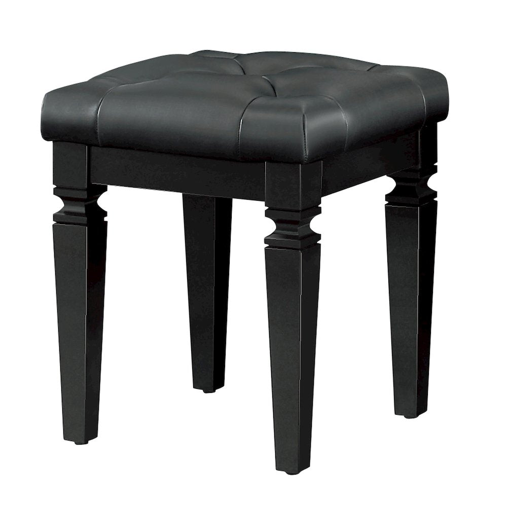 Allura Rubberwood Vanity Stool in Black