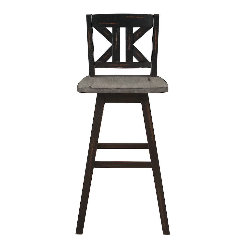 Amsonia Solid Wood Swivel Pub Height Chair, set of 2 in Gray and Black