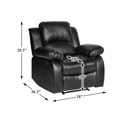 Cranley Faux Leather Reclining Chair In Black