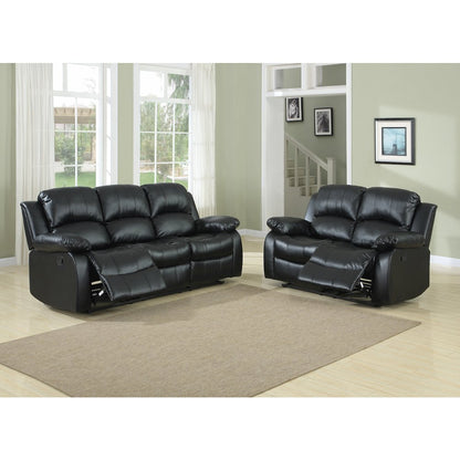 Cranley Faux Leather Double Reclining Sofa In Black