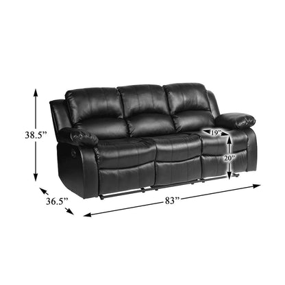 Cranley Faux Leather Double Reclining Sofa In Black